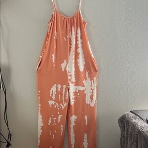 Stylish Orange and White Jumpsuit